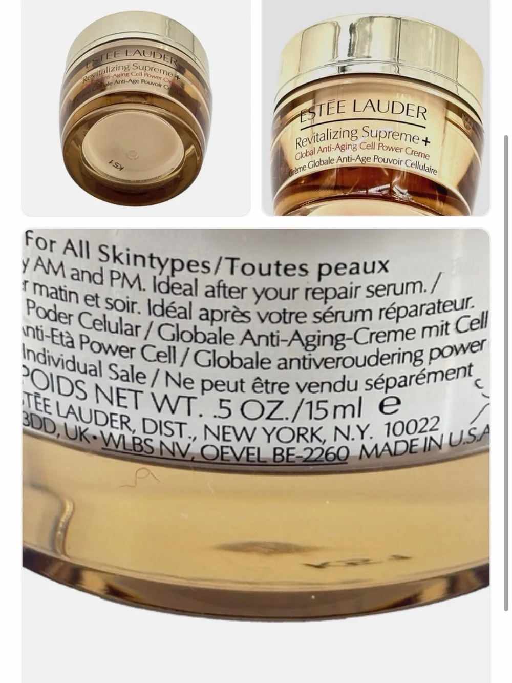 Estee Lauder Revitalizing Supreme + Global Anti-Aging Cell Power Creme .5 OZ